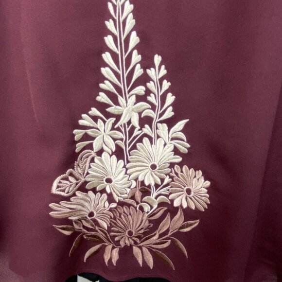 Anthropologie Ranna‎ Gill Embroidered Halter Top Size Small Maroon Burgundy Boho - Picture 6 of 12